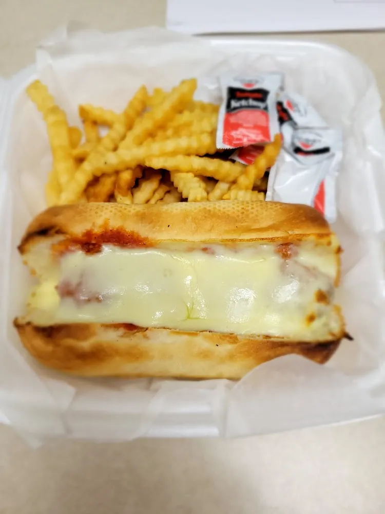Meatball Sandwich and French Fries
